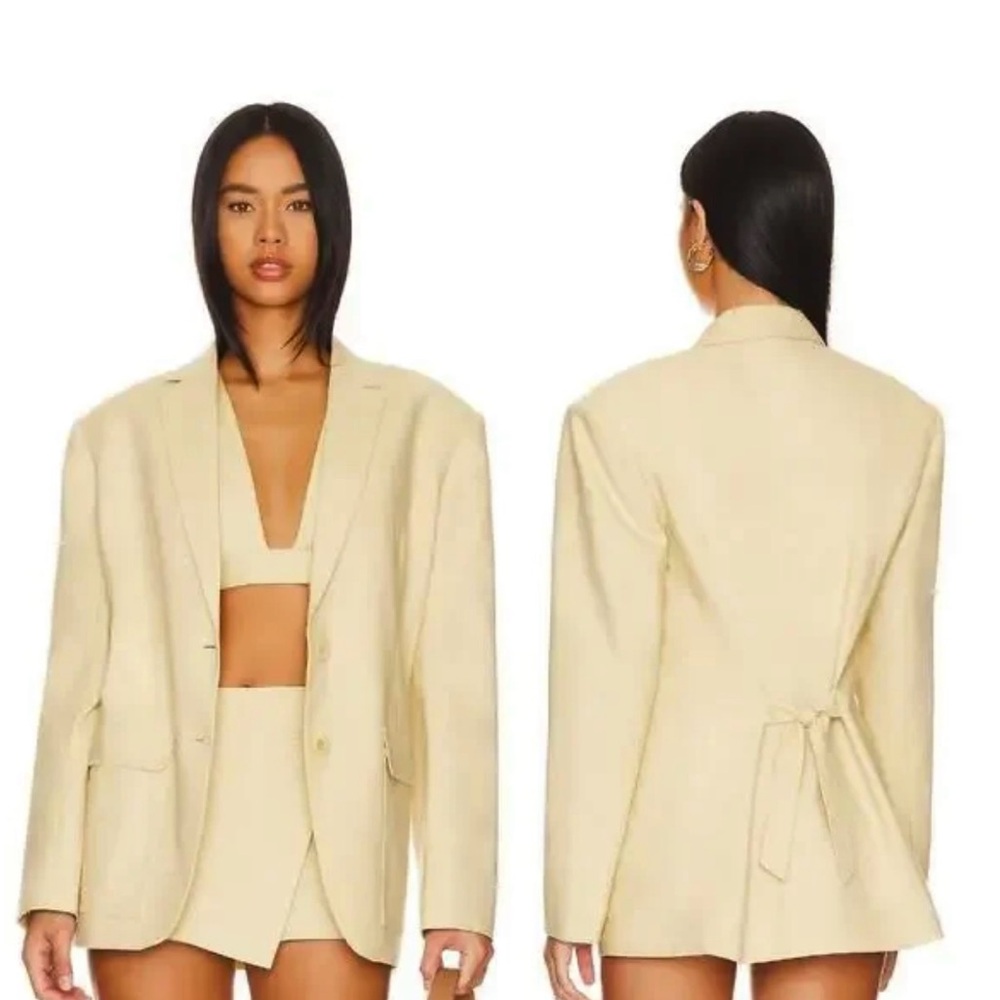 L'Academie Linen Blend Boyfriend Blazer